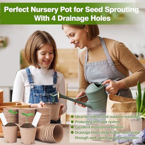 Peat Pots for Seedlings 3.15 Inch, Biodegradable Round Seed Starter Pots with 10 - Picture 3 of 4