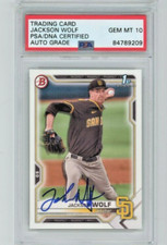 JACKSON WOLF AUTO 10 PSA DNA 2021 Bowman Draft Paper Baseball BD-141 Pirates RC