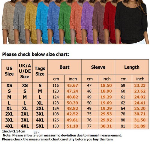 Ladies Jumper Tops Crew Neck Sweater Women Warm Solid Color Work Pullover Loose - Picture 2 of 34