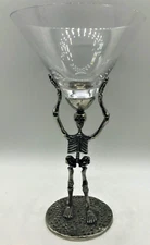 POTTERY BARN Halloween Skeleton MARTINI Bar Glass NEW/NIB