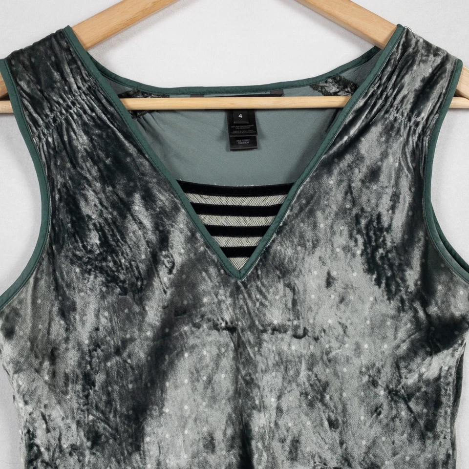 Camiseta sin mangas Marc Jacobs para mujer talla 4 verde lunares terciopelo rayón mezcla de seda Foto 2 de 4