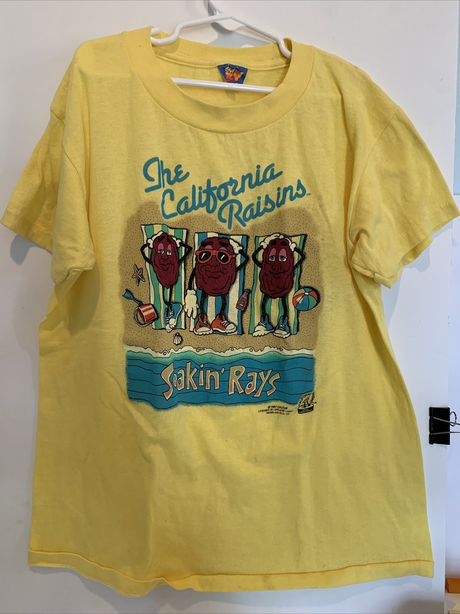 T-shirt Vintage 1987 California Raisins Soakin' Rays - Blanc - Taille XL - USA