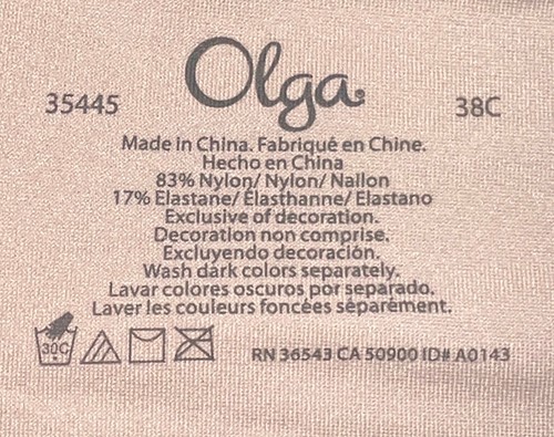 Olga 35445 Lace Contour Full Figure Underwire T-Shirt Bra In Beige, Size 38C - Picture 14 of 15
