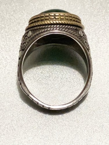 Anillo de sello otomano de plata de ley con piedra de jade - Imagen 8 de 13