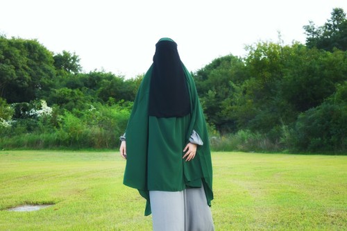 Soprabito Khimar senza maniche lungo in lana traspirante pesca alta qualità Jilbab - Foto 3 di 15