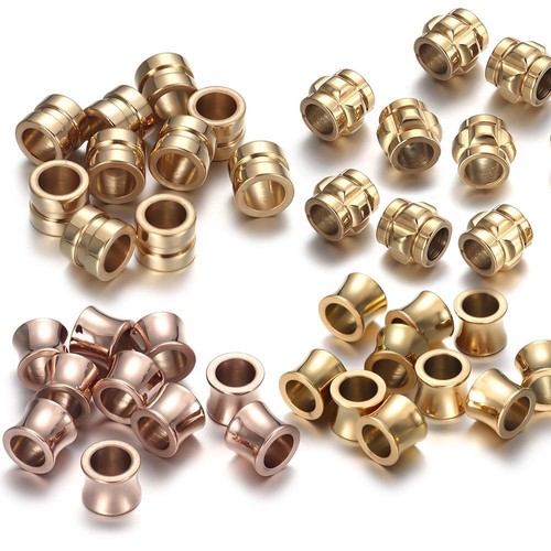 10pc Stainless Steel Spacer Beads Through Holes Metal Round Paracord Knife Craft - Picture 10 of 67