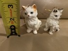 2 Cat Ornaments White Tabby Kitten Christmas Lot