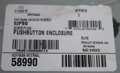 nVent Hoffman E2PBG Pushbutton Enclosure 2 Hole  *PS