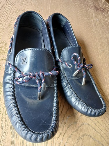 Authentic Louis Vuitton men’s Navy Leather Arizona Moccasin Loafers Size 11 - Picture 3 of 6