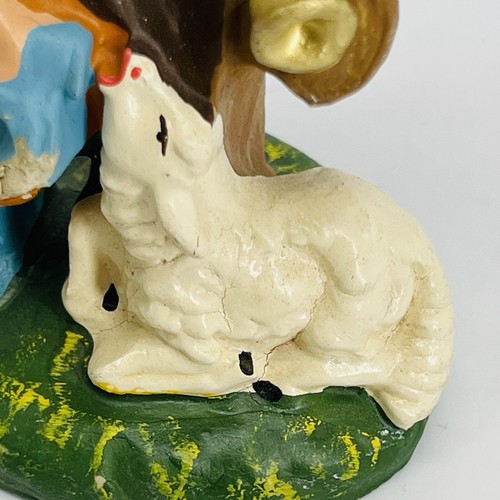 2-VINTAGE MID-CENTURY ITALIAN PAPER-MACHE NATIVITY MUSICIAN SHEPERD FIGURINES - Picture 12 of 16