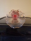 Vintage Glass Red Gold Vase Gold Trim Fluted Top Rim — photo 4