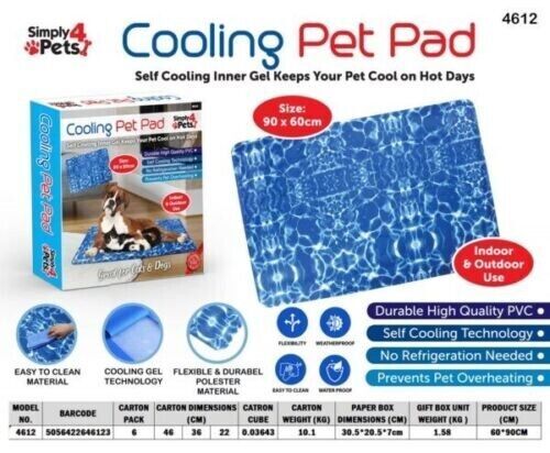 Gel Cooling Mat Pet Dog Cool Summer Heat Relief Non-toxic Cushion Bed 90x60 - Picture 19 of 23