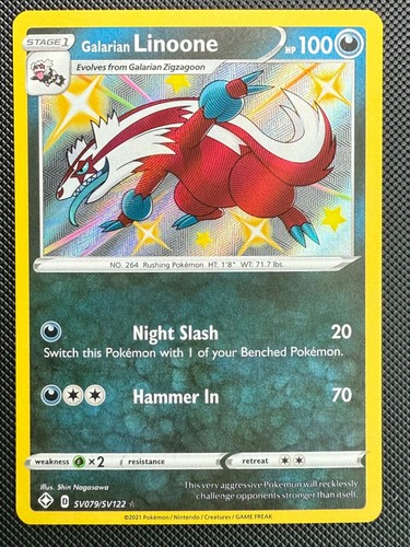 Pokemon Shiny Galarian Linoone SV079/SV122 Shiny Vault Shining Fates NM/MT - Bild 1 von 2