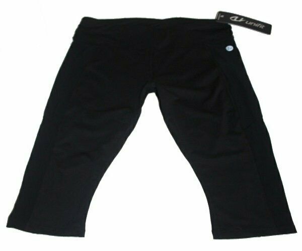 S3) Damen Laufhose 3/4 Tights Freizeithose Schwarz Unifit Gr. M / 38 Neu-image