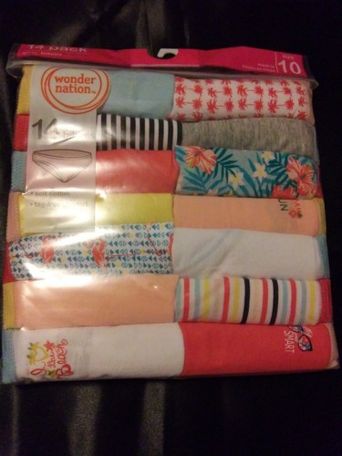 Wonder Nation 14 Pack Girls Bikinis  Size 10 Beach Theme PantiesTaglessUnderwear - Picture 1 of 5