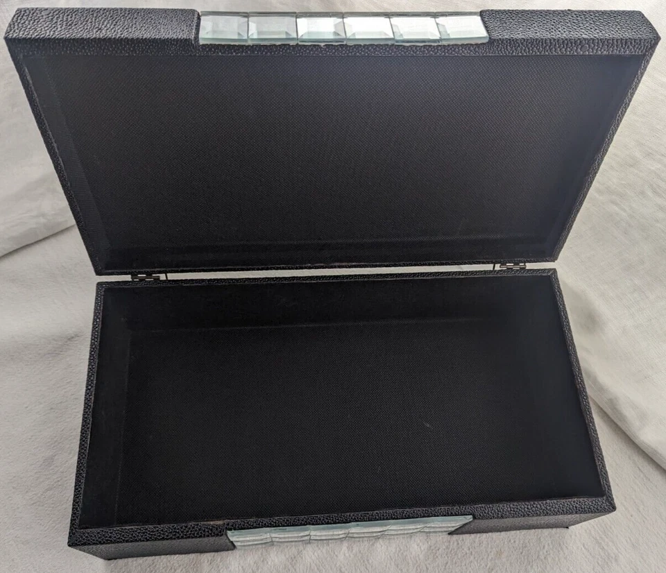 Organizer Box; Black w/ Decorative Mirrors; Jewelry; Trinket; Glasses; Hair Care - Image 2 of 4