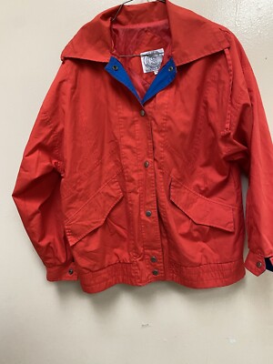 Vintage Women s Jacket Red Blue Trim Snap Button Up by  Be in the Current Scene 