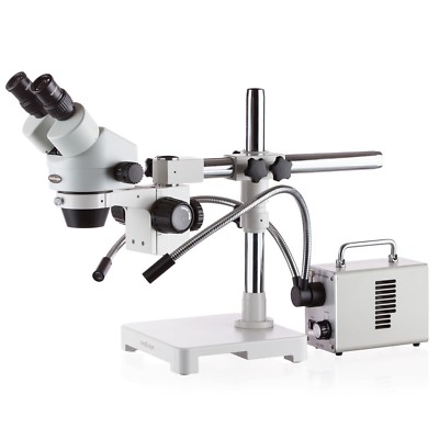 AmScope 7X-45X Binocular Stereo Microscope with LED Illuminator and Dual Goosene