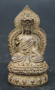 1.6/" Curio Chinese Bronze Sit Lotus Kwan-yin Boddhisattva Small Guan Yin Pendant
