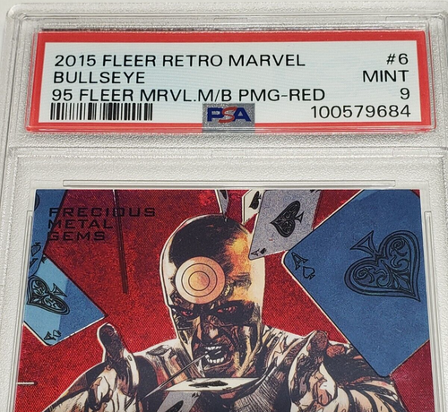 ๐ด2015 Marvel Fleer Retro Bullseye Red /100 PMG Precious Metal Gems PSA 9 SSP - Picture 2 of 4