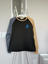 JW Anderson Logo Patch Color Block Sweatshirt X-Large XL (Blue Green Khaki)