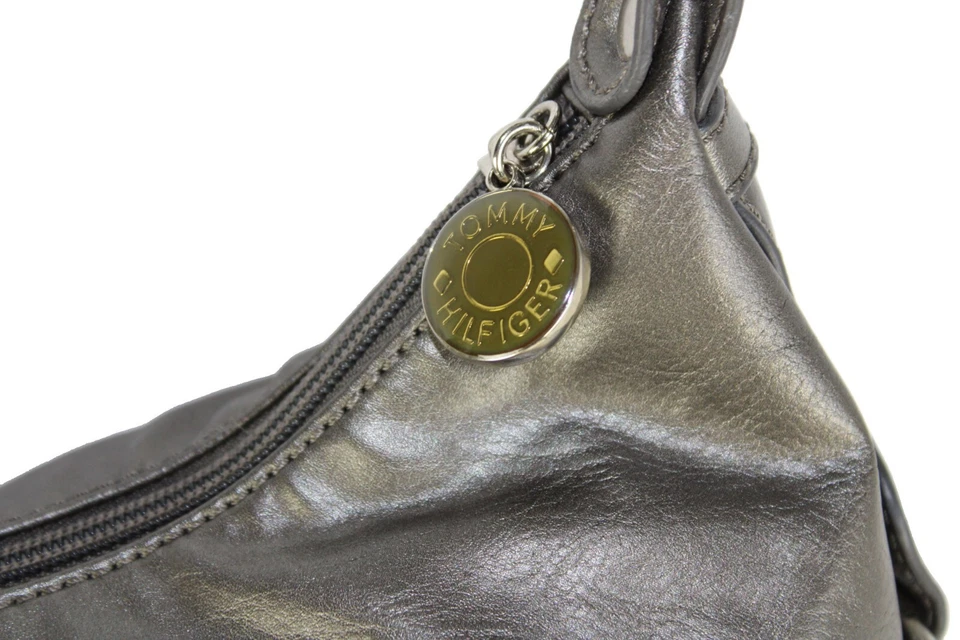 TOMMY HILFIGER Bolso de Hombro Hobo Cartera Imitación Cuero Gris Oscuro Bolso de Mano Foto 3 de 4