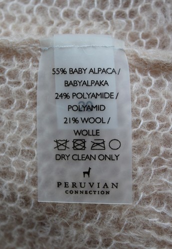 NUEVO CON ETIQUETAS CONEXIÓN PERUANA Bebé Alpaca Crema Brulee Nebbia Suéter, Talla M Mediana - Imagen 11 de 11