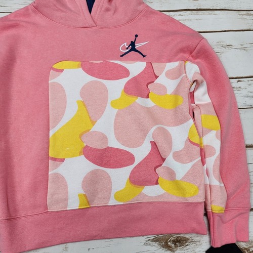 NIKE Jordan Big Kids(Girls) Hoodie Coral Chalk Yellow 45C210-A7L - Med New - Picture 3 of 8