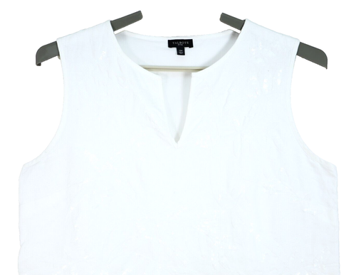 TALBOTS Women's Linen Cotton Tank Top Sequin Floral Lined White Size 12p Petite - Picture 5 of 15