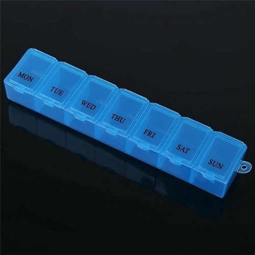7 Tage Woche Pillendose Tablettenhalter Medizinspender Organizer Boxen Etui Blau - Bild 12 von 15