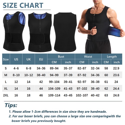 Neoprene Sweat Sauna Vest for Men Body Shaper Fat Burn Control Shapewear Tops US - Imagen 17 de 32