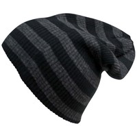 Dark Gray Striped Mega Slouch Knit Beanie Cap Hat Dark Gray Striped Mega Slouch Knit Beanie Cap Hat