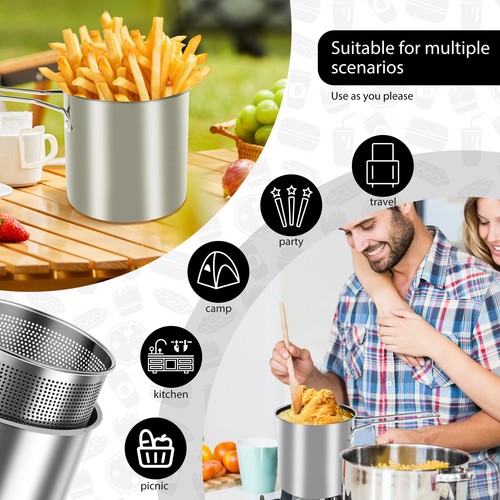 Deep Fryer Stainless Steel Uncoated Fryer Heat Resistant Oil Filter Pot Fryer﹏ - Picture 9 of 27