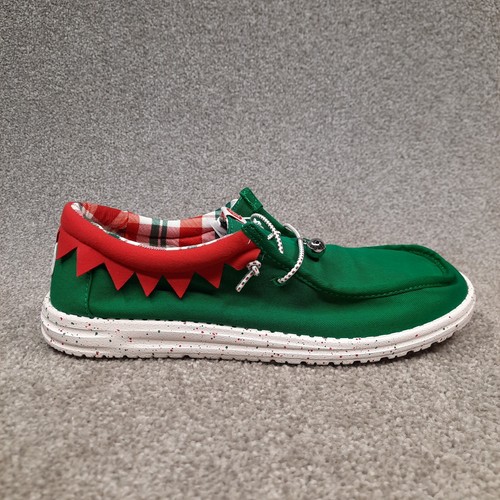 Hey Dude Wally Holiday Elf Mens Slip On Shoes Loafer Size 12 Christmas Green Red - Picture 2 of 11