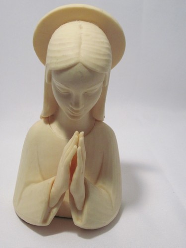 1950s Vintage Celluloid Virgin Mary with Halo Praying Bust Figurine 7.5” - Picture 5 of 14
