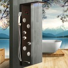 Digital Display LED Shower Panel Brushed Nickel Massage Shower Faucet Hand Spray