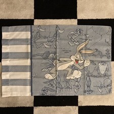 Vintage 1996 Warner Bros Looney Tunes Bugs Bunny and Taz Pillowcase Blueprint