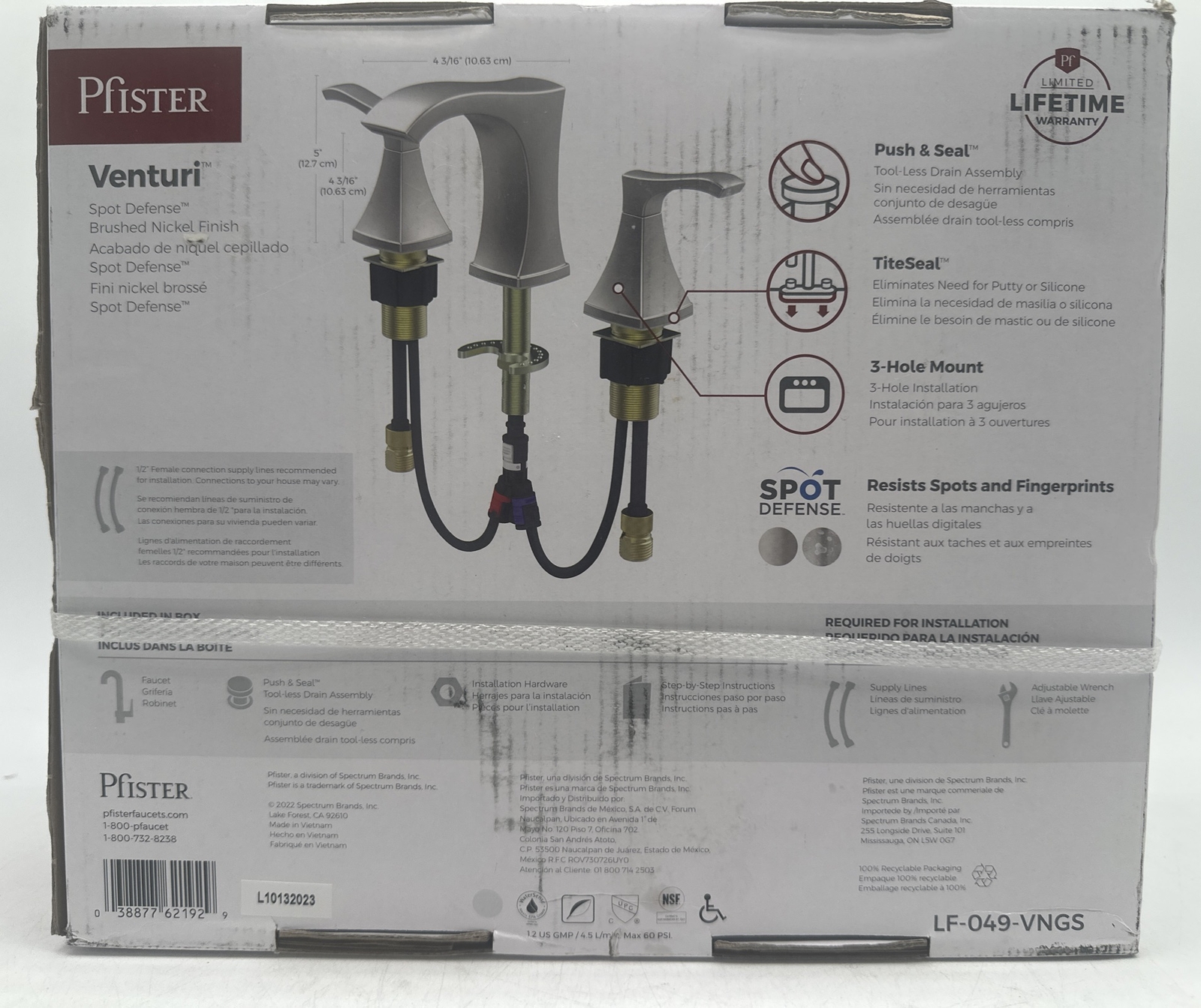 Pfister Venturi Waschbeckenarmatur – 20,3 Cm Breitgefächerter Auslauf, Gebürstetes Nickel | Für Badezimmer, Wassersparend, Mit TiteSeal-Montage