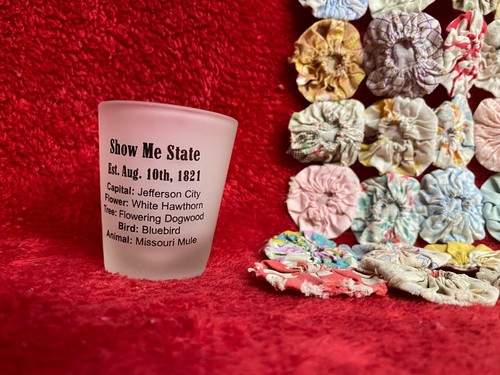 Missouri Frosted Shot Glass with Boots and State Information Show Me State - Picture 2 of 5