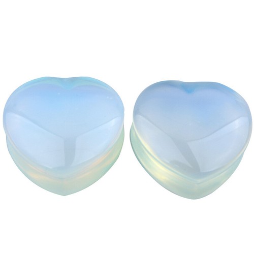 1 Pair Love Heart Stone Ear Plug Double Flared Saddle Flesh Tunnel Gauge 6-25mm - Picture 5 of 11