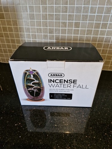 Anbar Incense Waterfall Backflow Burner NEW Blue 120 Cones Boxed BNIB - Picture 2 of 8