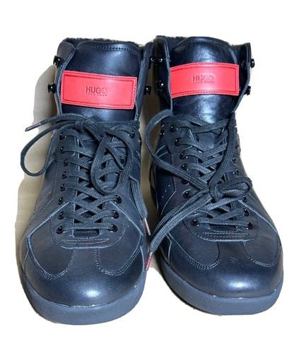 HUGO Boss Sneaker Size 12 Black Brenur High Top - Picture 1 of 9