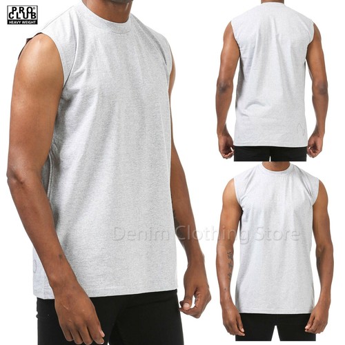 PRO CLUB HEAVYWEIGHT SOLID PLAIN COTTON SLEEVELESS MUSCLE TEE SHIRTS SIZE M- 7XL - Picture 6 of 7