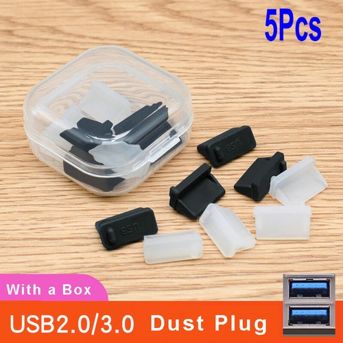 5PCS USB 2.0/3.0 Type-A Port Silicone Dust Plug Protector Cap Cover for Computer - Afbeelding 1 van 22