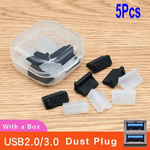 5PCS USB 2.0/3.0 Type-A Port Silicone Dust Plug Protector Cap Cover for Computer