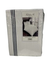 SET PIUMONE SINGOLO BIANCO POLI COTONE BALMORAL DESIGN NAVY ALTA QUALITÀ L15