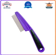 Flea Comb with Rubber Handle, Flea and Tick Comb for Dogs & Cats, Fine Tooth Dog