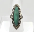 Large Vintage Sterling Silver Malachite Ring Southwest Bell Trading Size 8.5