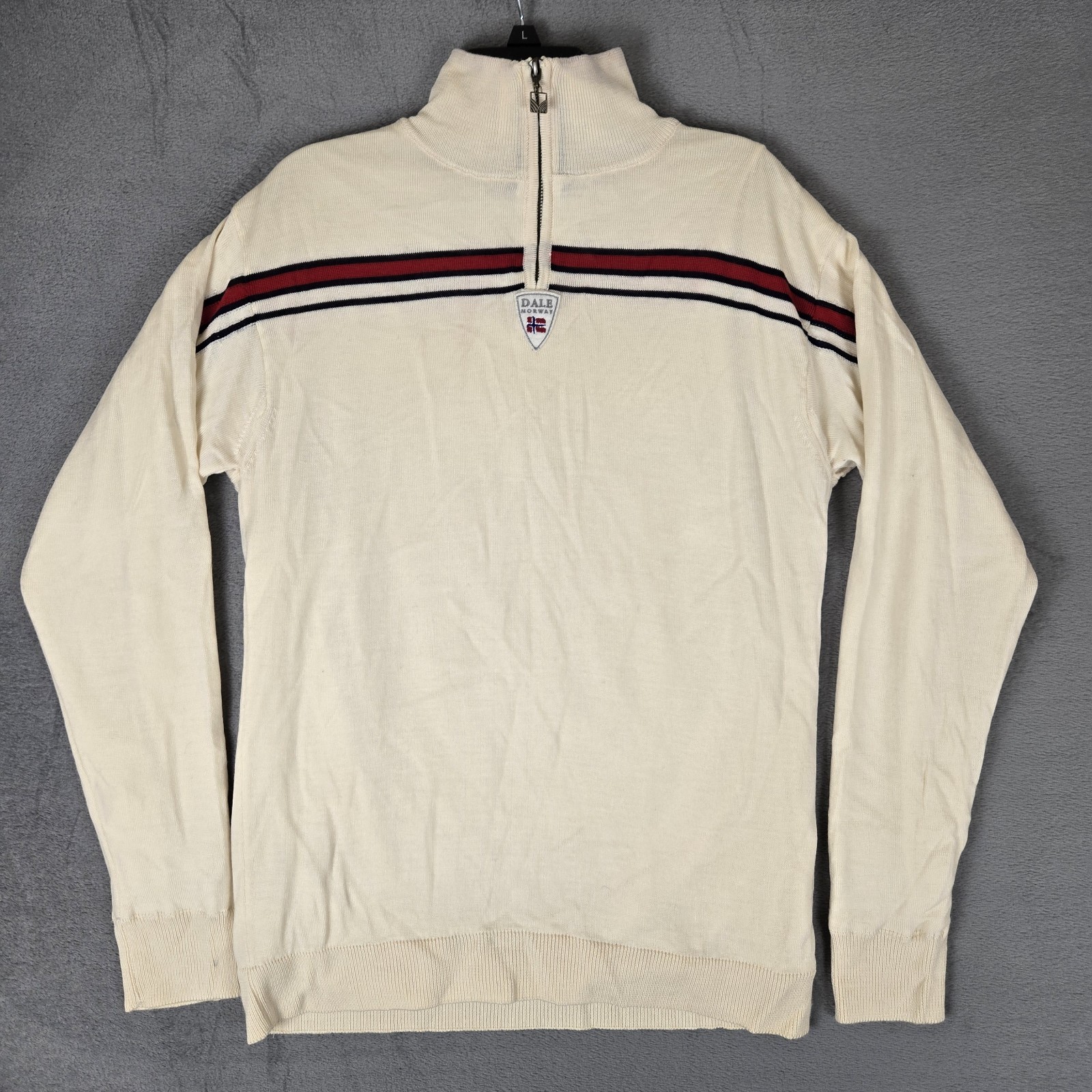 DALE OF NORWAY Sapporo Jacket Womens Small Wool 1/4 Zip Sweater Pullover Beige