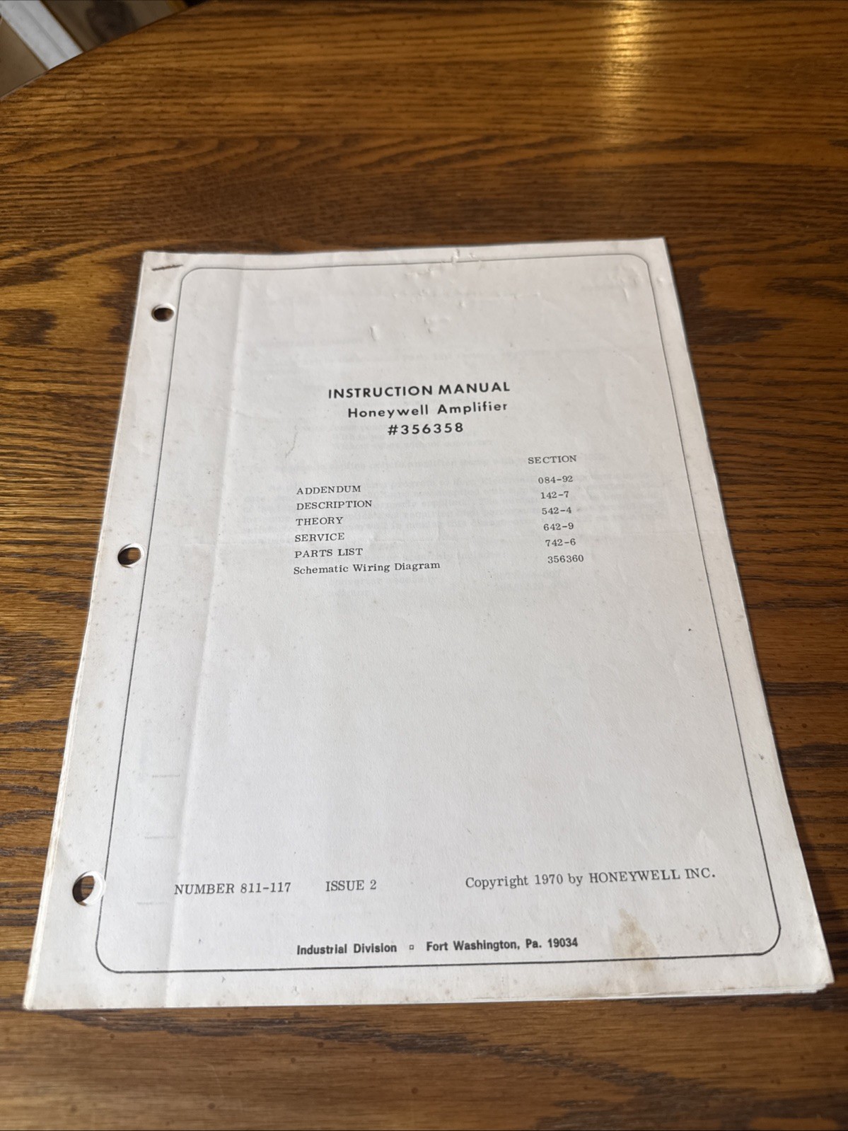 honeywell amplifier 356358 electronik 15 Instruction Manual 811-117 1970